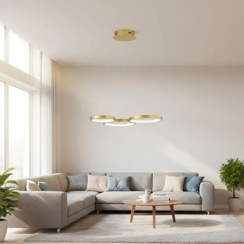 Lampadari Moderni-Selezionato da Mazzolaluce Lampadario moderno anelli oro led 3000k dimmerabile