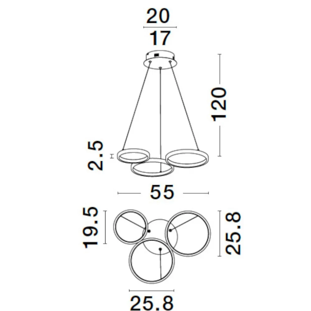 Lampadari Moderni-Selezionato da Mazzolaluce Lampadario moderno anelli oro led 3000k dimmerabile
