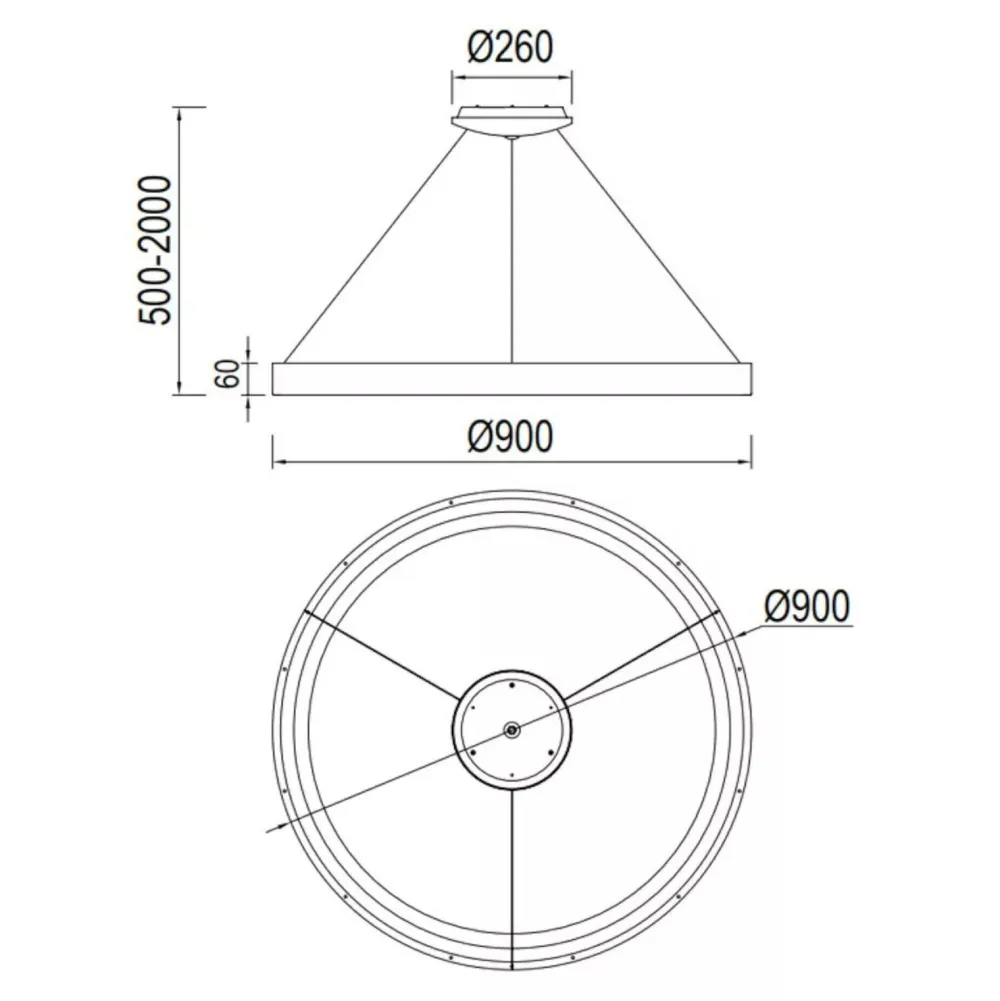 Lampadari Moderni-Selezionato da Mazzolaluce Lampadario moderno anello 90cm nero led 75w 2700k a 5000k dimmerabile