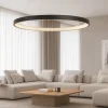 Lampadari Moderni-Selezionato da Mazzolaluce Lampadario moderno anello nero 80cm led 3000k cristalli per salotto