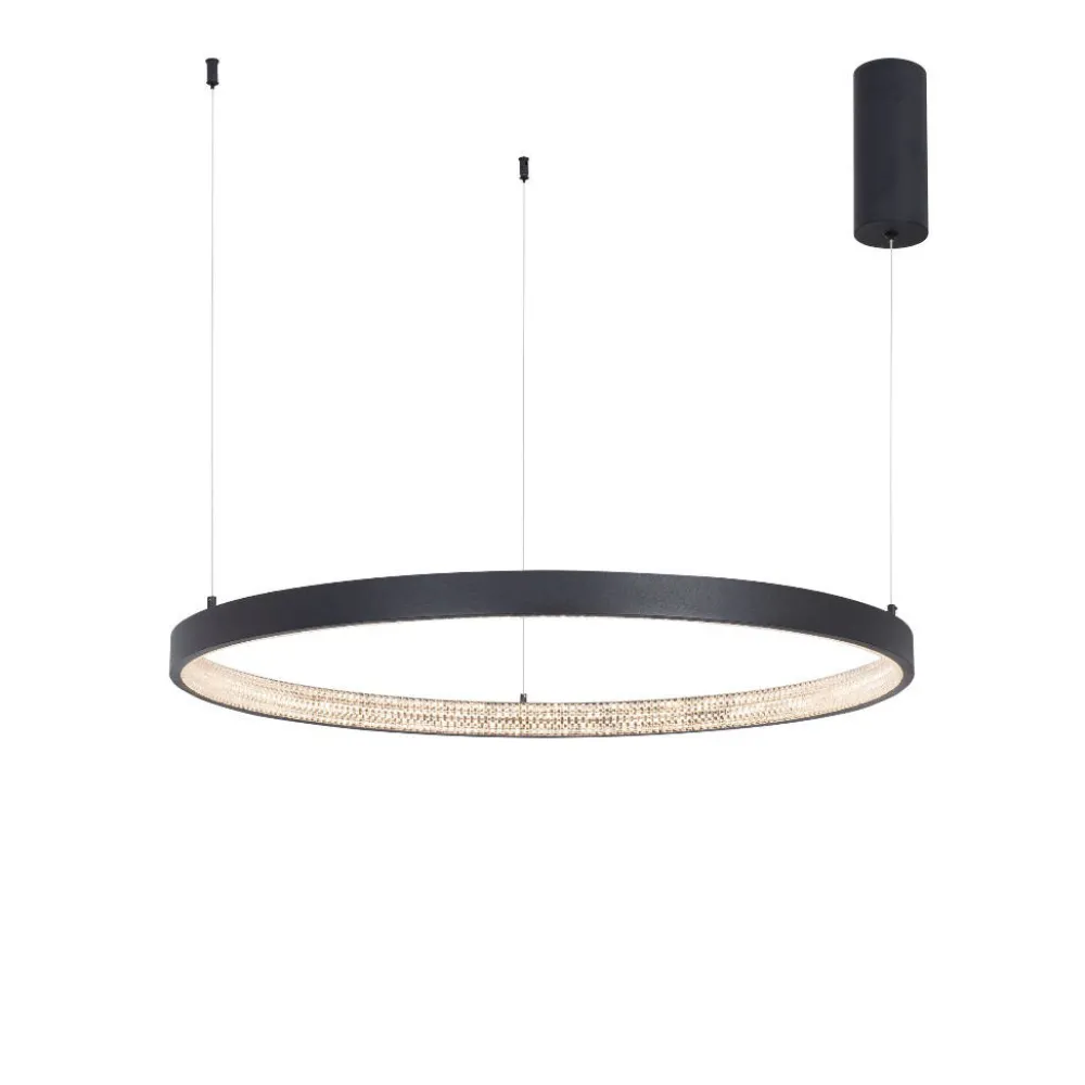 Lampadari Moderni-Selezionato da Mazzolaluce Lampadario moderno anello nero 80cm led 3000k cristalli per salotto