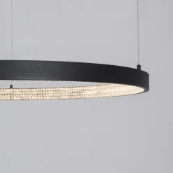 Lampadari Moderni-Selezionato da Mazzolaluce Lampadario moderno anello nero 80cm led 3000k cristalli per salotto