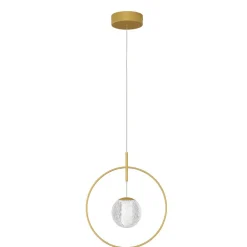 Lampadari Moderni-Selezionato da Mazzolaluce Lampadario moderno anello oro sfera vetro decorato led 3000k