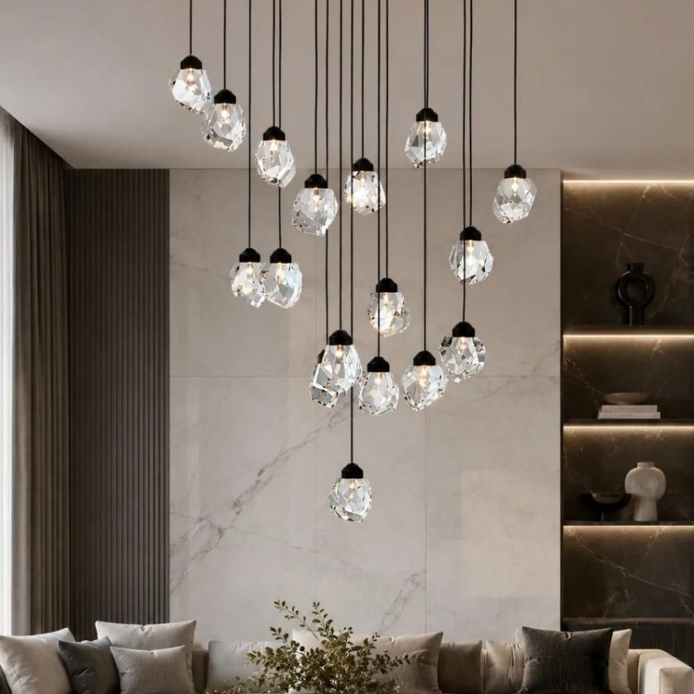 Lampadari Moderni-Eglo Lampadario moderno a sospensione pendenti in cristallo led dimmerabile