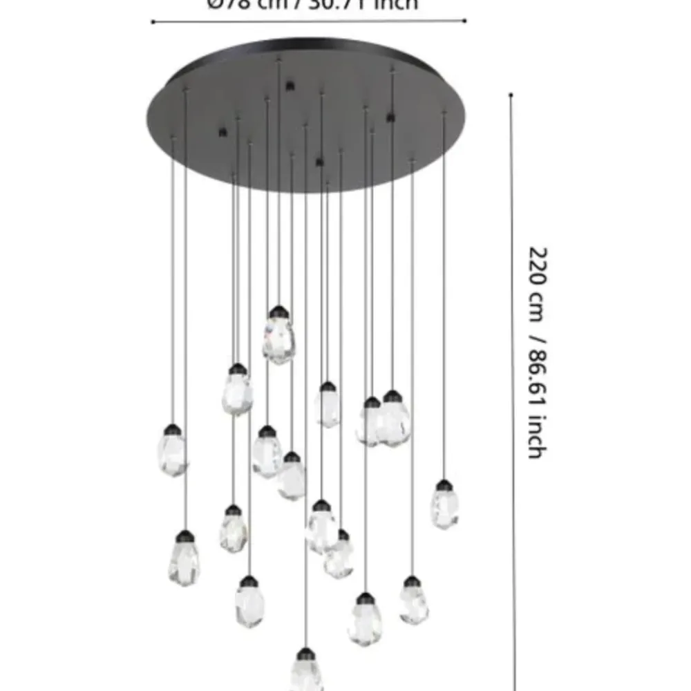 Lampadari Moderni-Eglo Lampadario moderno a sospensione pendenti in cristallo led dimmerabile