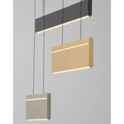 Lampadari Moderni-Selezionato da Mazzolaluce Lampadario moderno a 3 sospensioni oro nero nickel per soggiorno