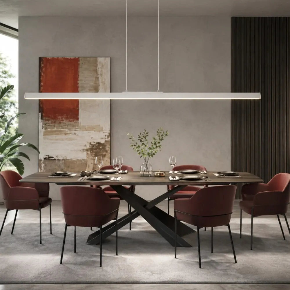 Lampadari Moderni-Selezionato da Mazzolaluce Lampadario moderno barra 151cm bianco led biemissione 54w 3000k