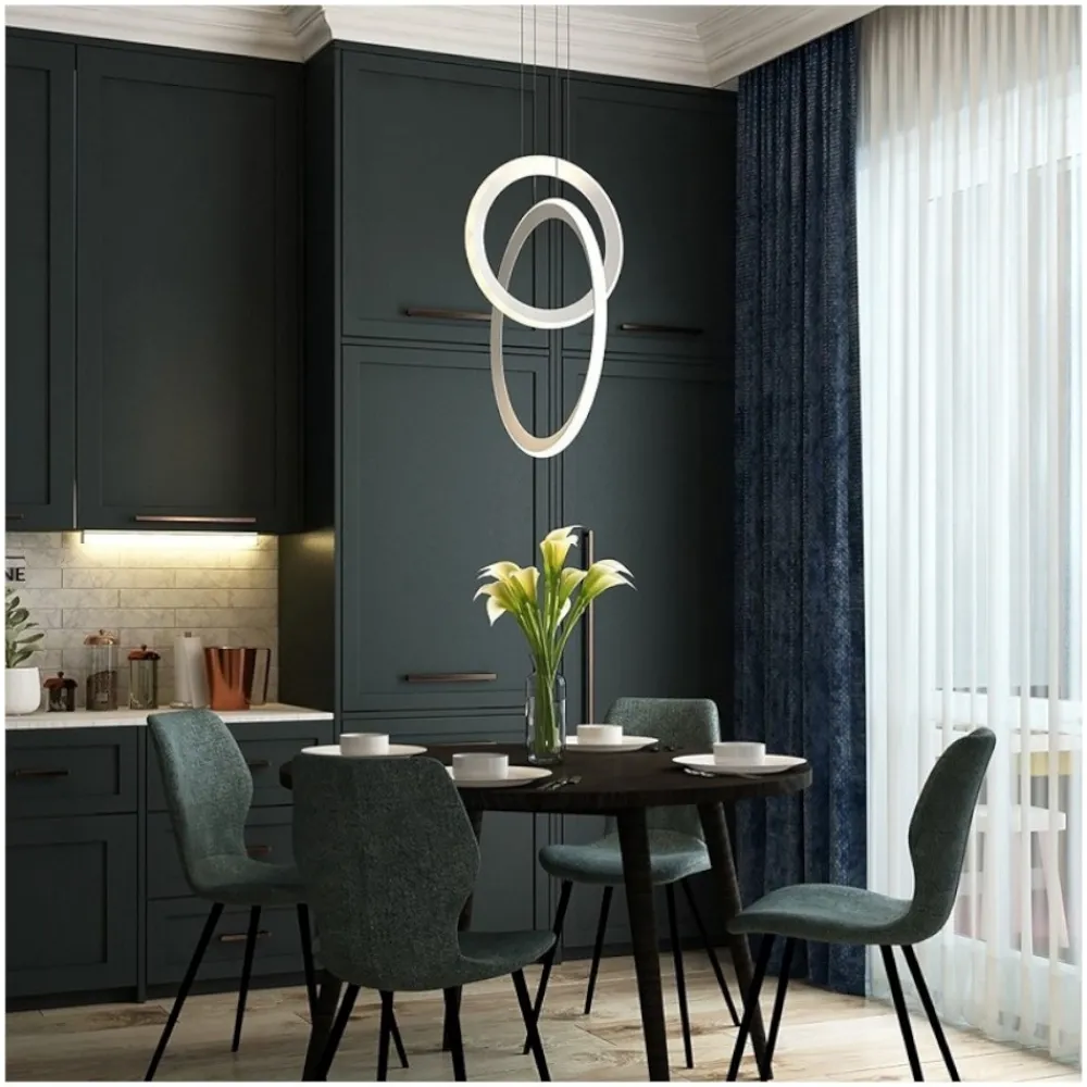 Lampadari Moderni-Selezionato da Mazzolaluce Lampadario moderno bianco led 48w 3000k design cerchi