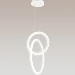 Lampadari Moderni-Selezionato da Mazzolaluce Lampadario moderno bianco led 48w 3000k design cerchi