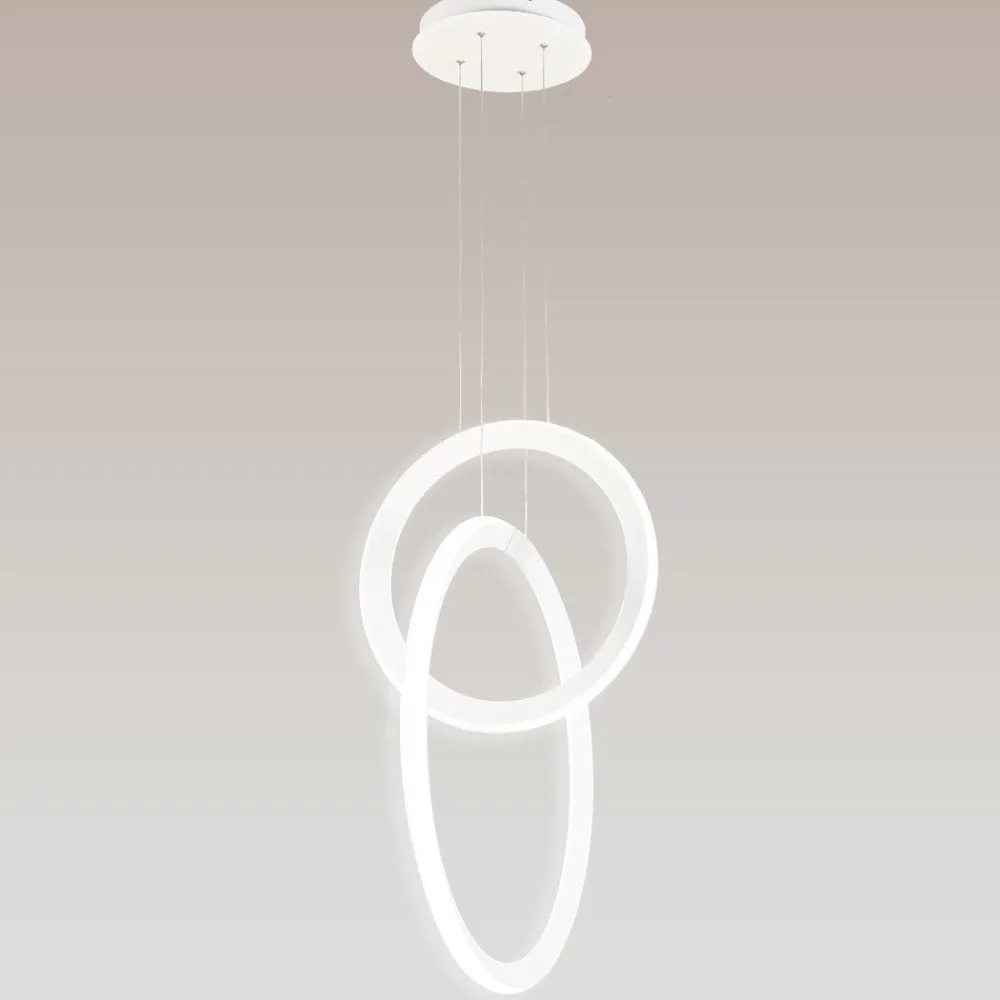Lampadari Moderni-Selezionato da Mazzolaluce Lampadario moderno bianco led 48w 3000k design cerchi