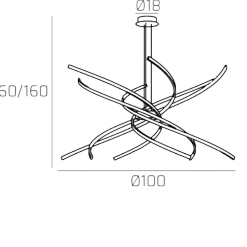 Lampadari Moderni-Top Light Lampadario moderno bianco led 88w 3000k tornado