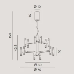 Lampadari Moderni-Perenz Illuminazione Lampadario moderno candles perenz oro opaco led 3000k per salotto