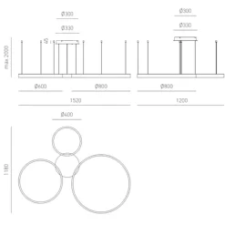 Lampadari Moderni-Gea Luce Lampadario moderno 3 cerchi bianchi led 3000k criseide