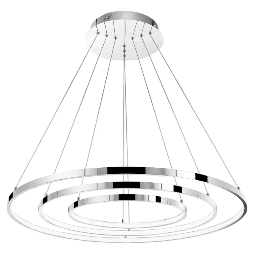 Lampadari Moderni-Selezionato da Mazzolaluce Lampadario moderno cerchi led 135w 3000k cromo per soggiorno