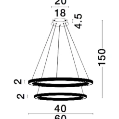 Lampadari Moderni-Selezionato da Mazzolaluce Lampadario moderno cerchi led oro per soggiorno contemporaneo