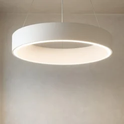 Lampadari Moderni-Selezionato da Mazzolaluce Lampadario moderno cerchio bianco led 4000k per soggiorno
