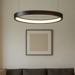 Lampadari Moderni-Selezionato da Mazzolaluce Lampadario moderno cerchio 40cm marrone led