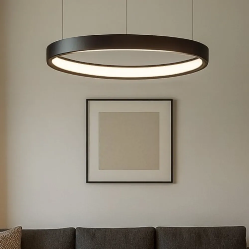 Lampadari Moderni-Selezionato da Mazzolaluce Lampadario moderno cerchio 40cm marrone led