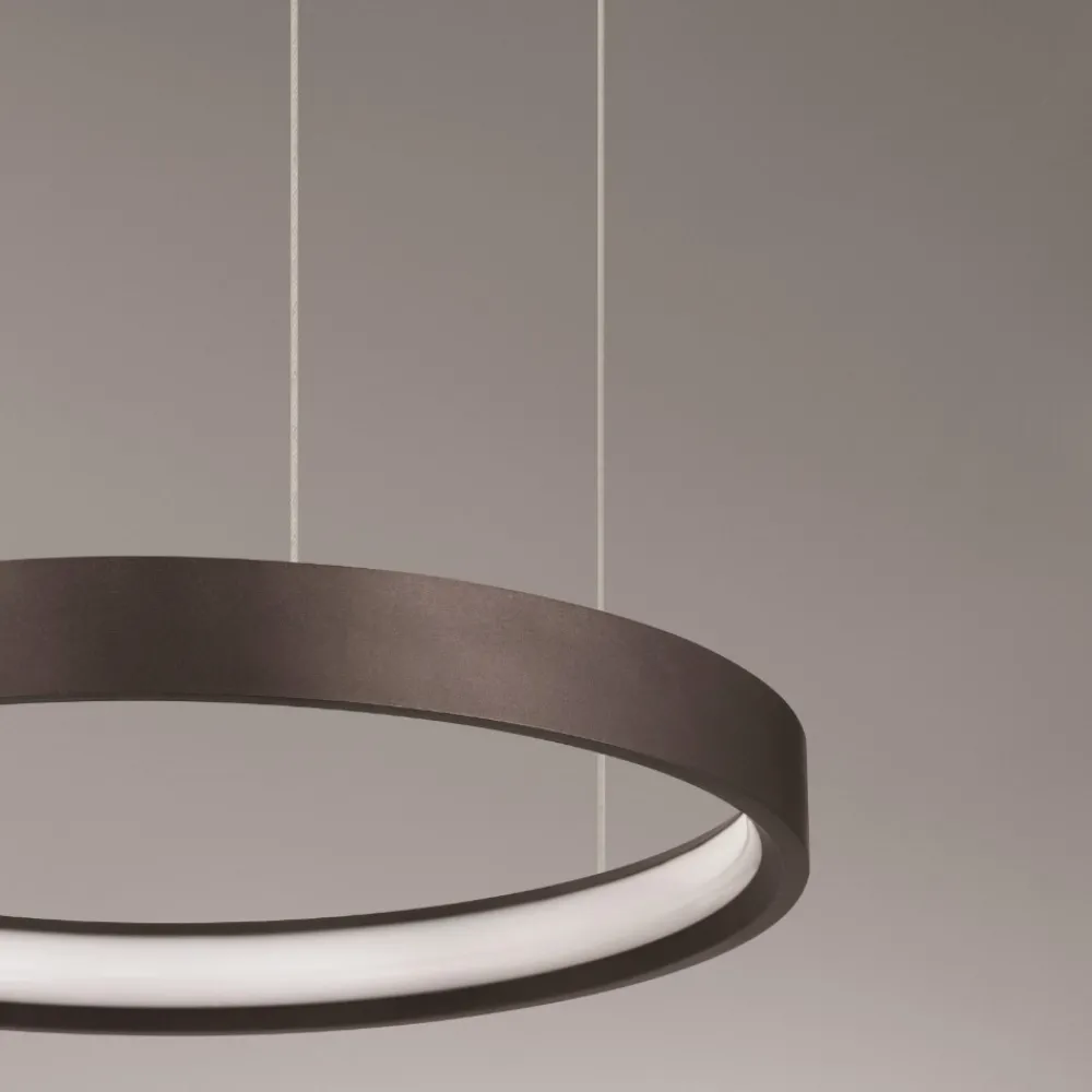 Lampadari Moderni-Selezionato da Mazzolaluce Lampadario moderno cerchio 40cm marrone led