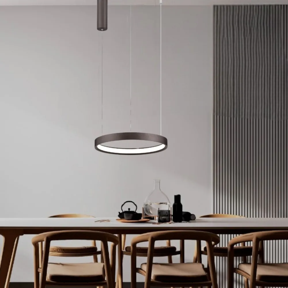 Lampadari Moderni-Selezionato da Mazzolaluce Lampadario moderno cerchio 40cm marrone led