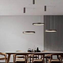 Lampadari Moderni-Selezionato da Mazzolaluce Lampadario moderno cerchio 40cm marrone led