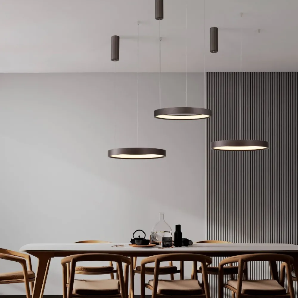 Lampadari Moderni-Selezionato da Mazzolaluce Lampadario moderno cerchio 40cm marrone led