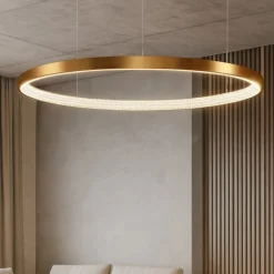 Lampadari Moderni-Selezionato da Mazzolaluce Lampadario moderno cerchio 110cm led oro per salone