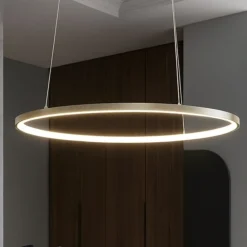 Lampadari Moderni-Selezionato da Mazzolaluce Lampadario moderno cerchio 60cm oro led per soggiorno