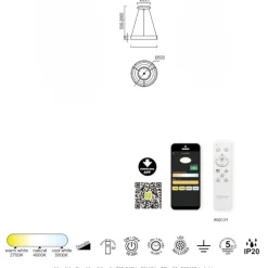 Lampadari Moderni-Selezionato da Mazzolaluce Lampadario moderno cerchio effetto legno led 45w 2700k-5000k con telecomando app