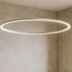 Lampadari Moderni-Selezionato da Mazzolaluce Lampadario moderno cerchio grigio 80cm led 46w 3000k dimmerabile