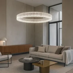 Lampadari Moderni-Selezionato da Mazzolaluce Lampadario moderno cerchio led di cristallo trasparente