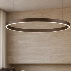 Lampadari Moderni-Selezionato da Mazzolaluce Lampadario moderno cerchio marrone 98cm led 3000k per soggiorno