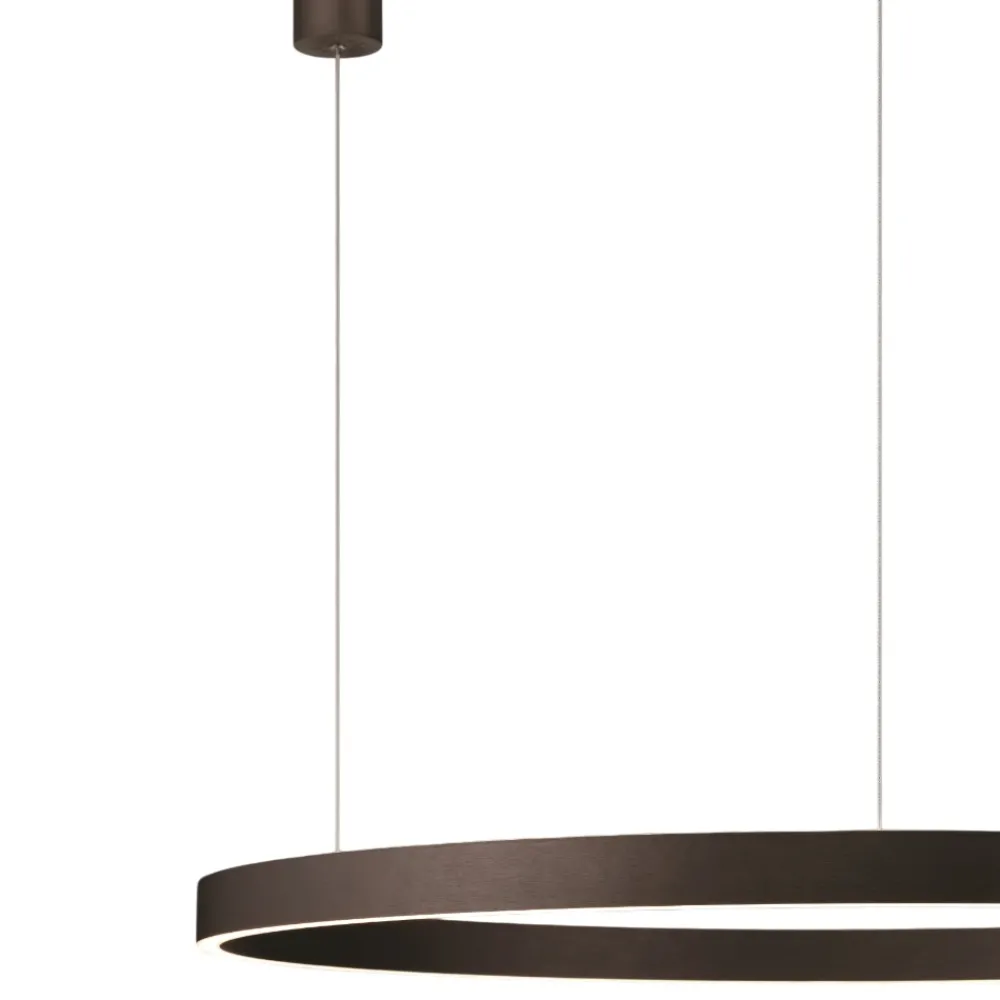 Lampadari Moderni-Selezionato da Mazzolaluce Lampadario moderno cerchio marrone 98cm led 3000k per soggiorno