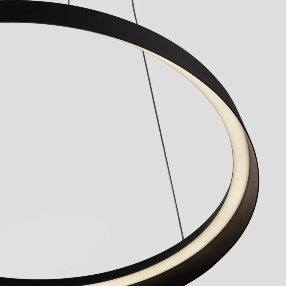 Lampadari Moderni-Selezionato da Mazzolaluce Lampadario moderno cerchio nero 60cm led 52w 2700k 3000k dimmerabile