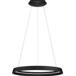Lampadari Moderni-Selezionato da Mazzolaluce Lampadario moderno cerchio nero 60cm led 52w 2700k 3000k dimmerabile