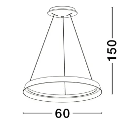 Lampadari Moderni-Selezionato da Mazzolaluce Lampadario moderno cerchio nero 60cm led 52w 2700k 3000k dimmerabile