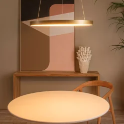 Lampadari Moderni-Selezionato da Mazzolaluce Lampadario moderno cerchio oro led 48w 2700k dimmerabile