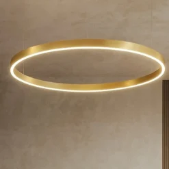Lampadari Moderni-Selezionato da Mazzolaluce Lampadario moderno cerchio oro 120 cm led 72w 2700k a 6000k