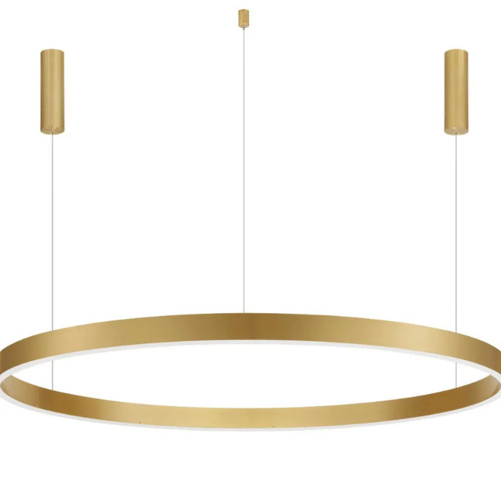 Lampadari Moderni-Selezionato da Mazzolaluce Lampadario moderno cerchio oro 120 cm led 72w 2700k a 6000k