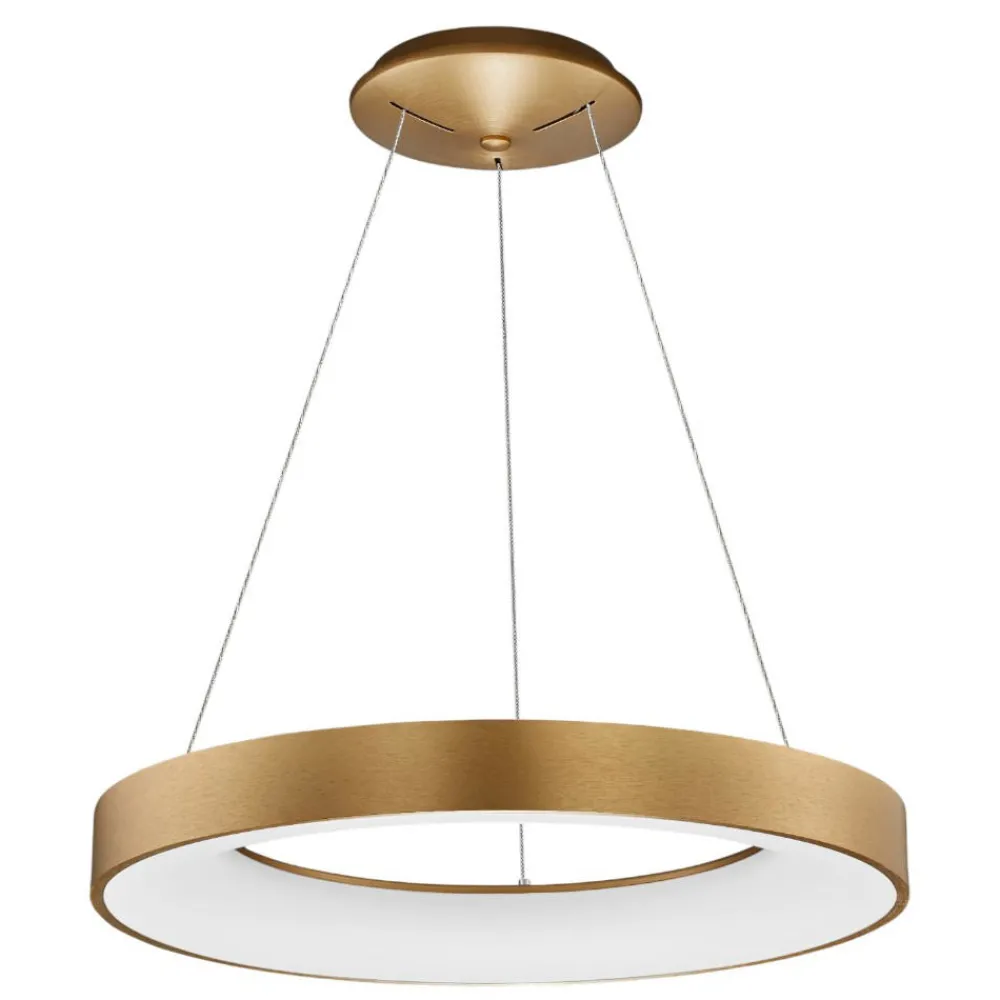 Lampadari Moderni-Selezionato da Mazzolaluce Lampadario moderno cerchio oro 60cm led 3000k dimmerabile