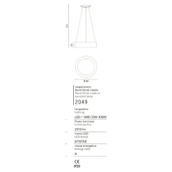 Lampadari Moderni-Affralux Lampadario moderno 60cm band diodi cerchio led 33w 3200k antracite