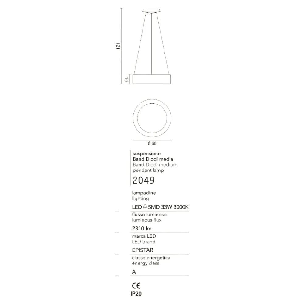 Lampadari Moderni-Affralux Lampadario moderno 60cm band diodi cerchio led 33w 3200k antracite
