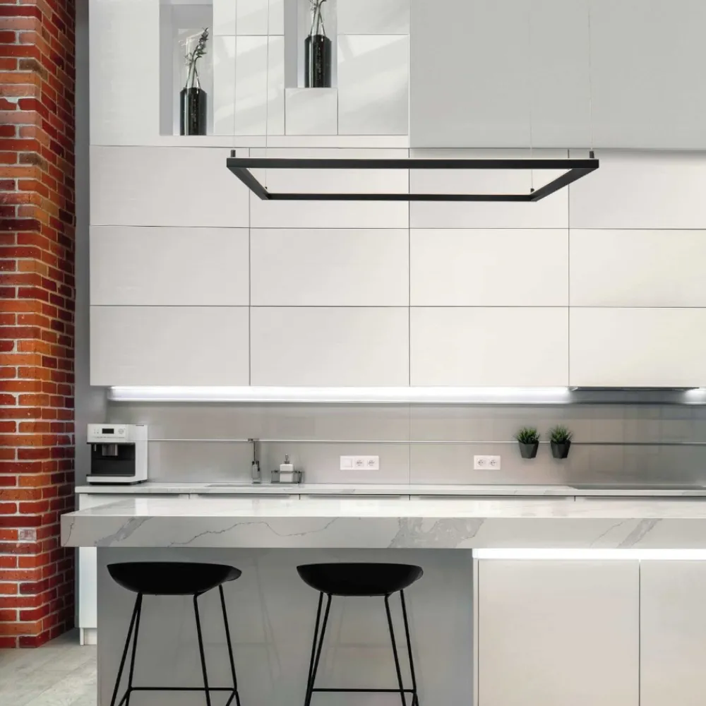 Lampadari Moderni-Selezionato da Mazzolaluce Lampadario moderno 75cm dimmerabile quadrato nero led 40w 3000k