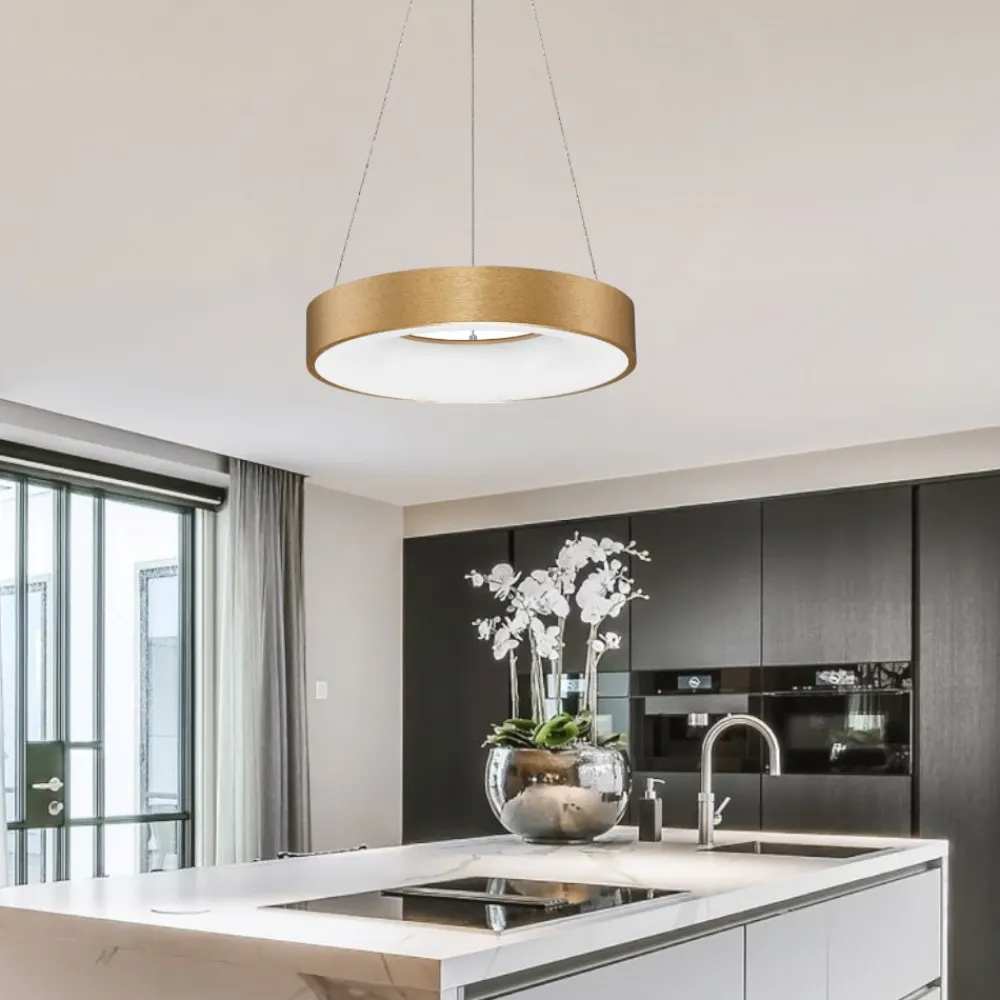 Lampadari Moderni-Selezionato da Mazzolaluce Lampadario moderno 38cm oro cerchio led 30w 3000k