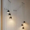 Lampadari Moderni-Selezionato da Mazzolaluce Lampadario moderno con decentramento sei luci sospese nere