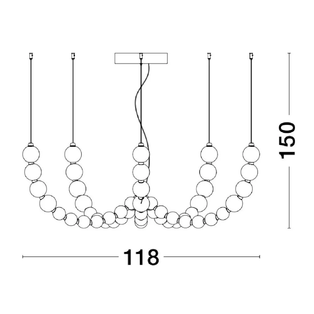 Lampadari Moderni-Selezionato da Mazzolaluce Lampadario moderno con decentramento perle vetro bianco e oro led 3000k