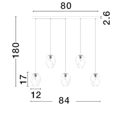 Lampadari Moderni-Selezionato da Mazzolaluce Lampadario moderno con pendenti in vetro per sala da pranzo