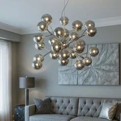 Lampadari Moderni-Maytoni Lampadario moderno dallas per salotto sfere di vetro fume trasparenti