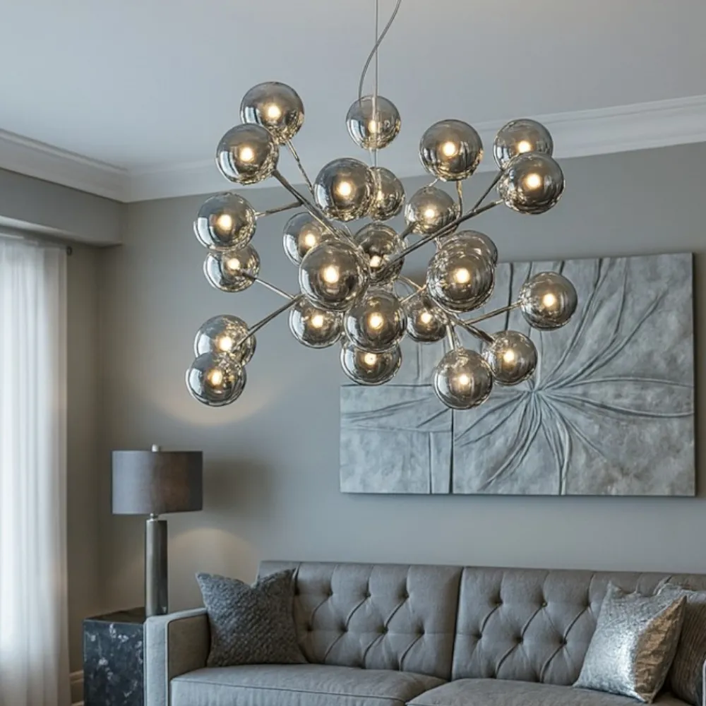Lampadari Moderni-Maytoni Lampadario moderno dallas per salotto sfere di vetro fume trasparenti