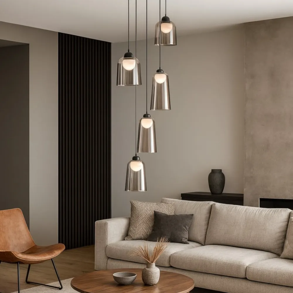 Lampadari Moderni-Selezionato da Mazzolaluce Lampadario moderno da salotto led 3000k con luci pendenti